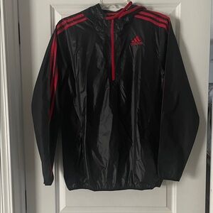adidas Black and Red Windbreaker Jacket